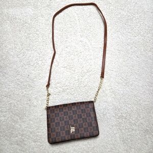NWOT London Fog Brown Checkered Crossbody Bag